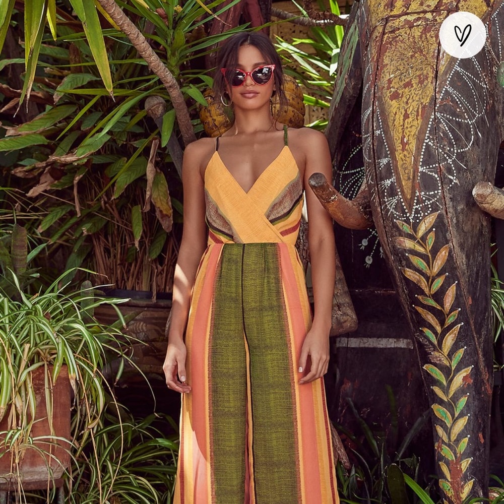 Beach Club Yellow Striped Wide-Leg Jumpsuit